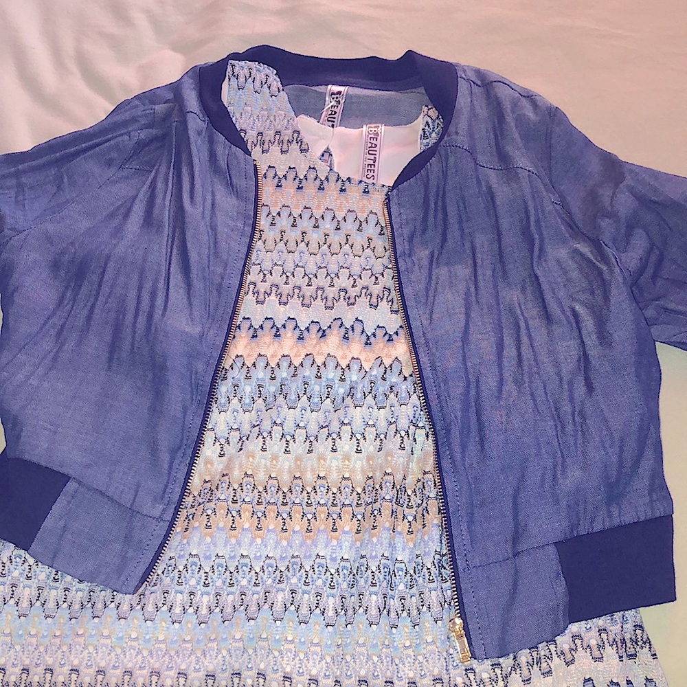 Cute blue and peach summer dress